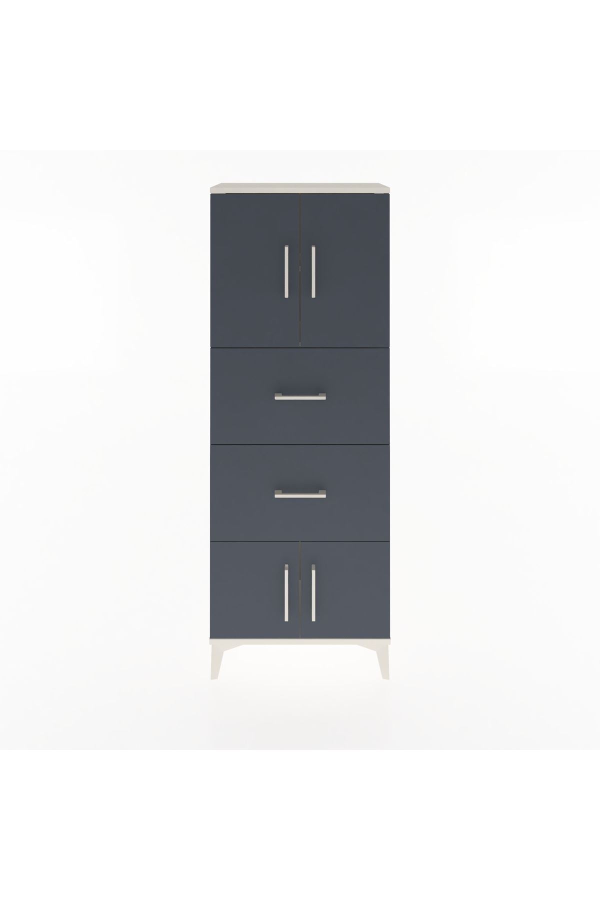 Arges Dolap 2 Raflı 2 Çekmeceli 4 Kapaklı 60x30x163 Aytaşı-Antrasit
