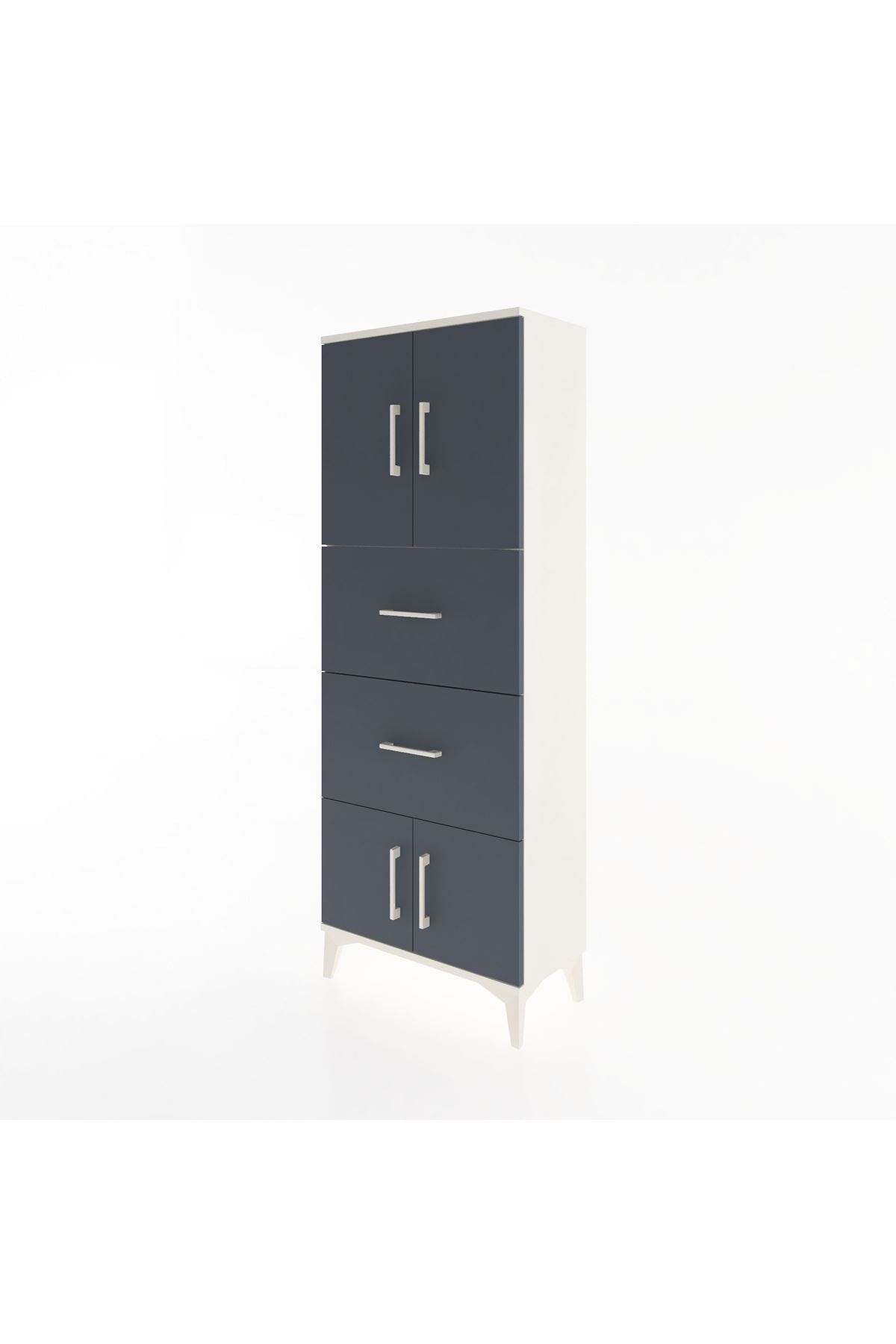 Arges Dolap 2 Raflı 2 Çekmeceli 4 Kapaklı 60x30x163 Aytaşı-Antrasit