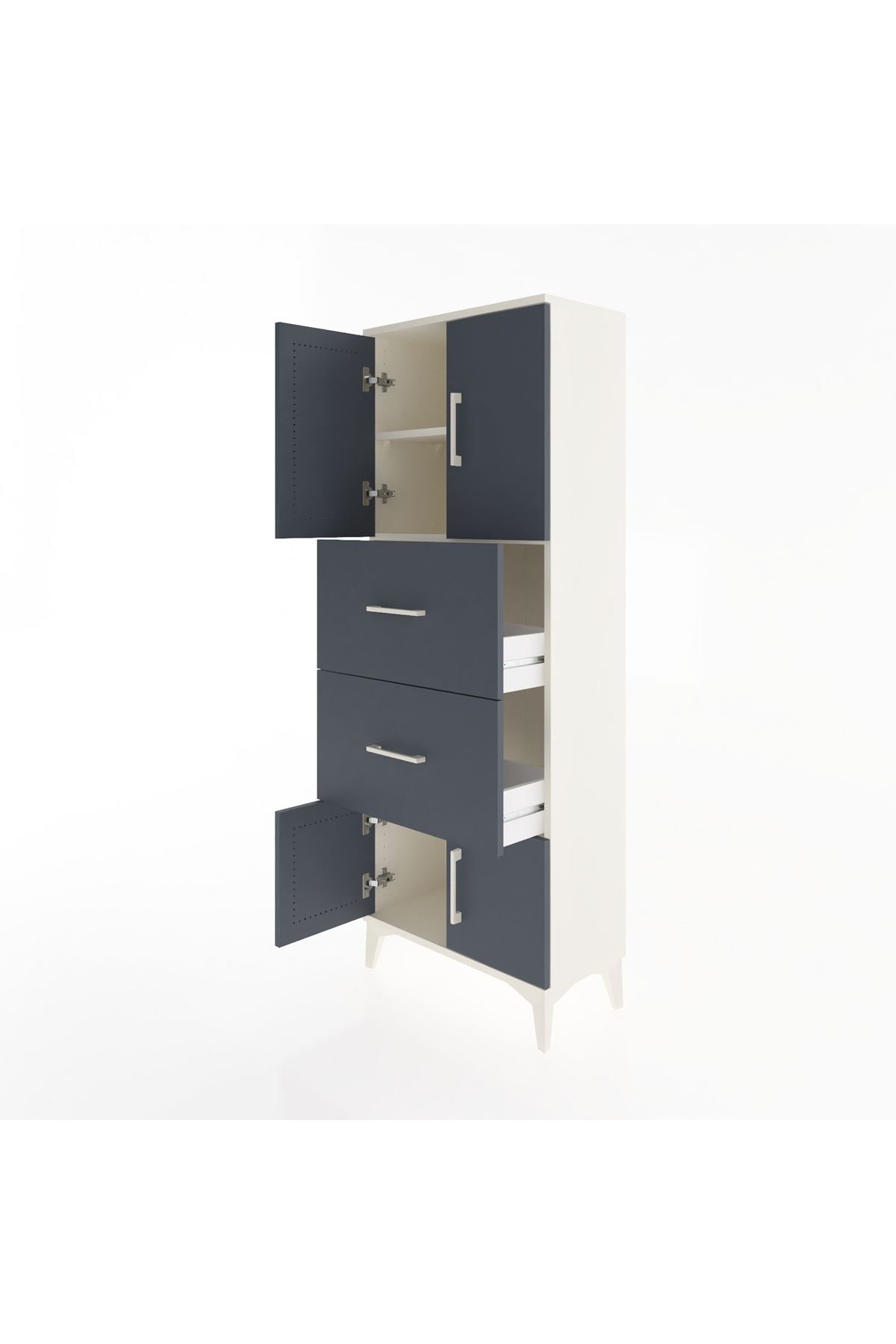 Arges Dolap 2 Raflı 2 Çekmeceli 4 Kapaklı 60x30x163 Aytaşı-Antrasit