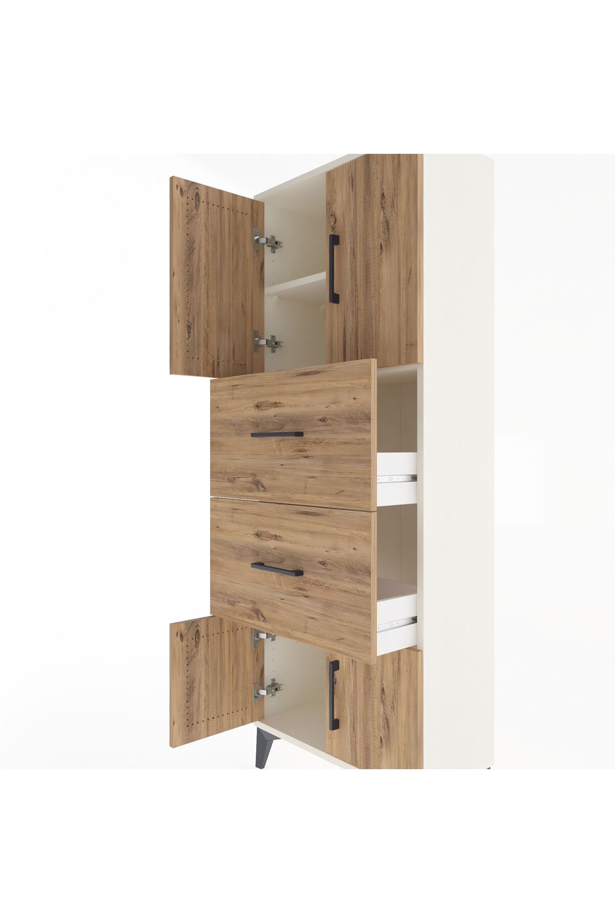 Arges Dolap 2 Raflı 2 Çekmeceli 4 Kapaklı 60x30x163 Aytaşı-Çam