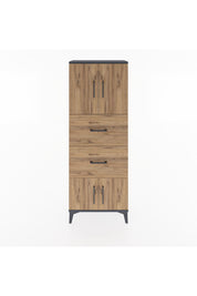 Arges Dolap 2 Raflı 2 Çekmeceli 4 Kapaklı 60x30x163 Antrasit-Çam