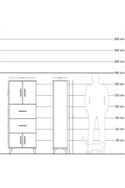 Arges Dolap 2 Raflı 2 Çekmeceli 4 Kapaklı 60x30x163 Antrasit-Çam