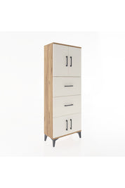 Arges Dolap 2 Raflı 2 Çekmeceli 4 Kapaklı 60x30x163 Çam-Aytaşı