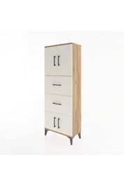 Arges Dolap 2 Raflı 2 Çekmeceli 4 Kapaklı 60x30x163 Çam-Aytaşı