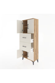 Arges Dolap 2 Raflı 2 Çekmeceli 4 Kapaklı 60x30x163 Çam-Aytaşı