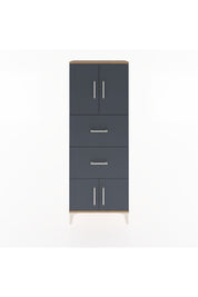 Arges Dolap 2 Raflı 2 Çekmeceli 4 Kapaklı 60x30x163 Çam-Antrasit