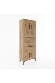 Arges Dolap 2 Raflı 2 Çekmeceli 4 Kapaklı 60x30x163 Çam-Çam