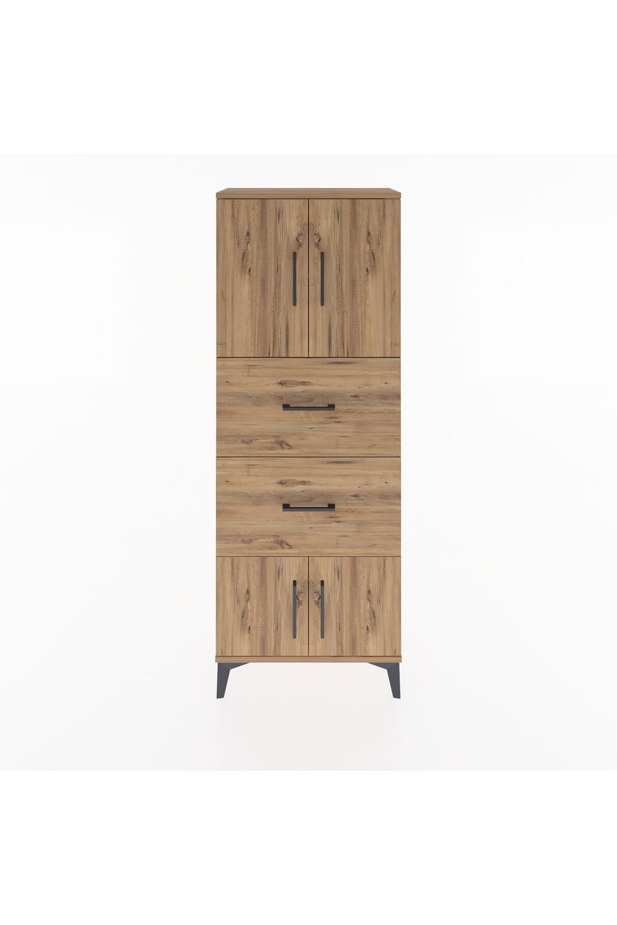 Arges Dolap 2 Raflı 2 Çekmeceli 4 Kapaklı 60x30x163 Çam-Çam
