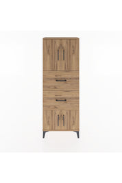 Arges Dolap 2 Raflı 2 Çekmeceli 4 Kapaklı 60x30x163 Çam-Çam