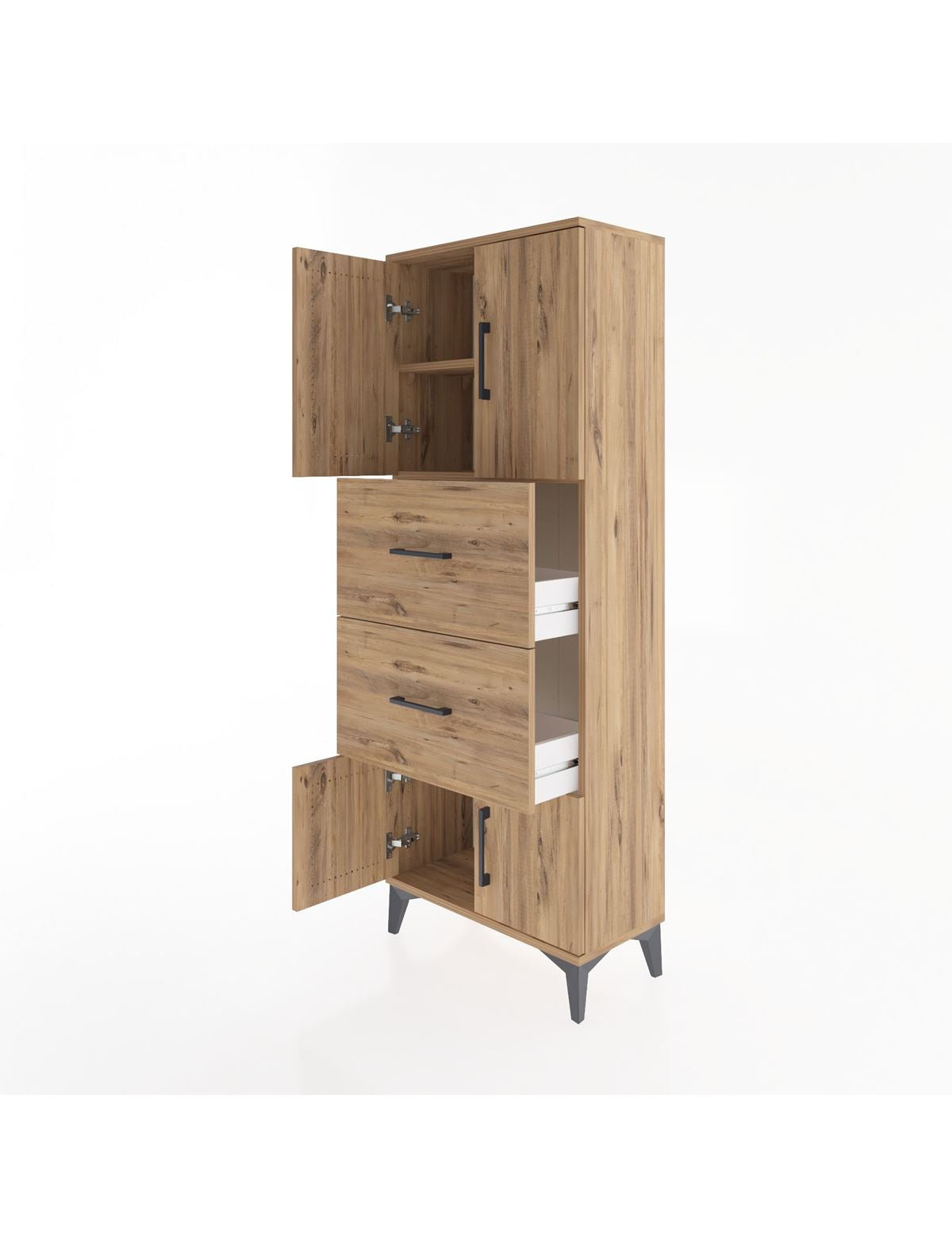 Arges Dolap 2 Raflı 2 Çekmeceli 4 Kapaklı 60x30x163 - S20M073V9A