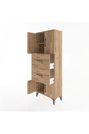 Arges Dolap 2 Raflı 2 Çekmeceli 4 Kapaklı 60x30x163 Çam-Çam