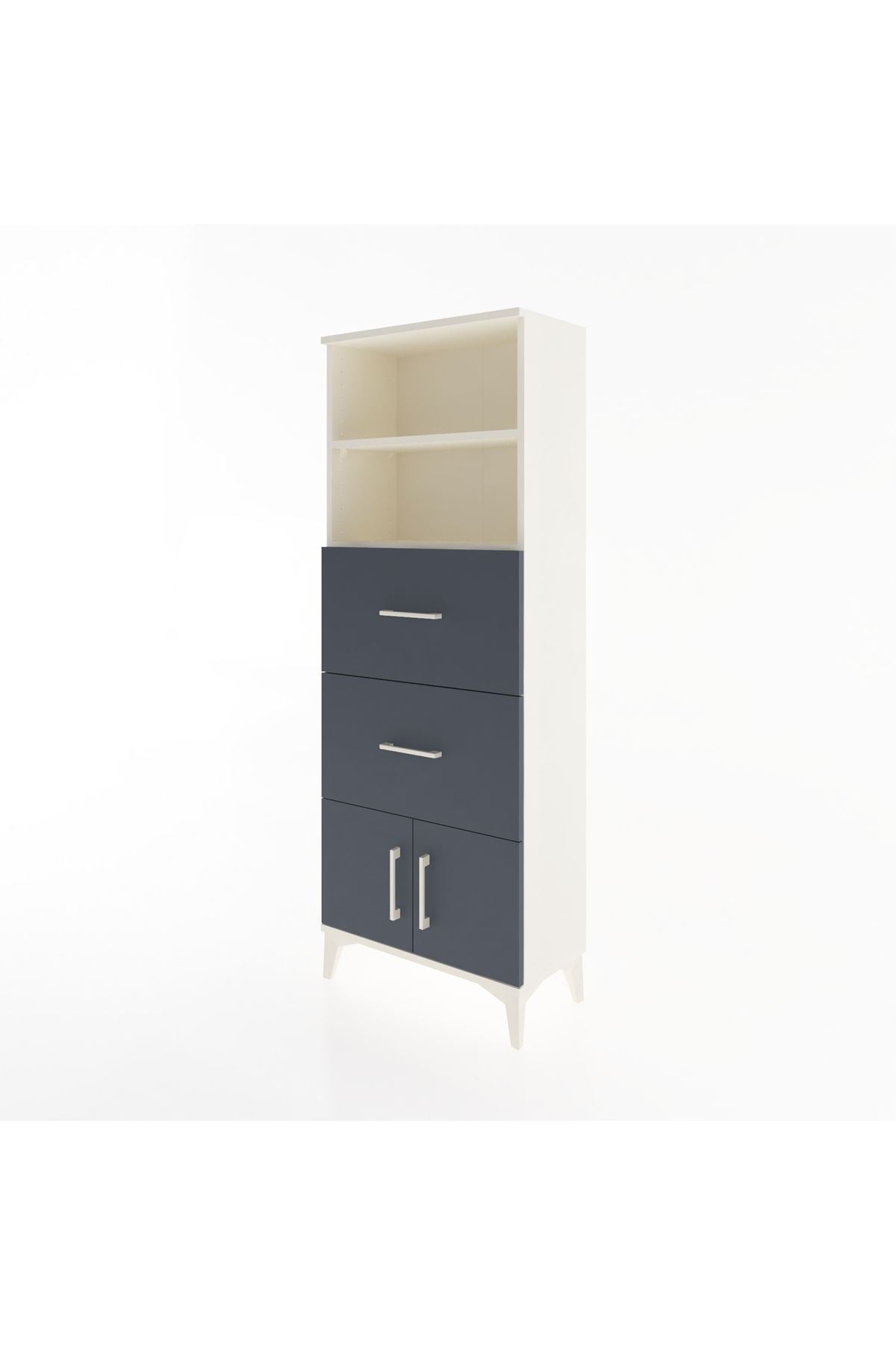 Arges Dolap 2 Raflı 2 Çekmeceli 2 Kapaklı 60x30x163 Aytaşı-Antrasit