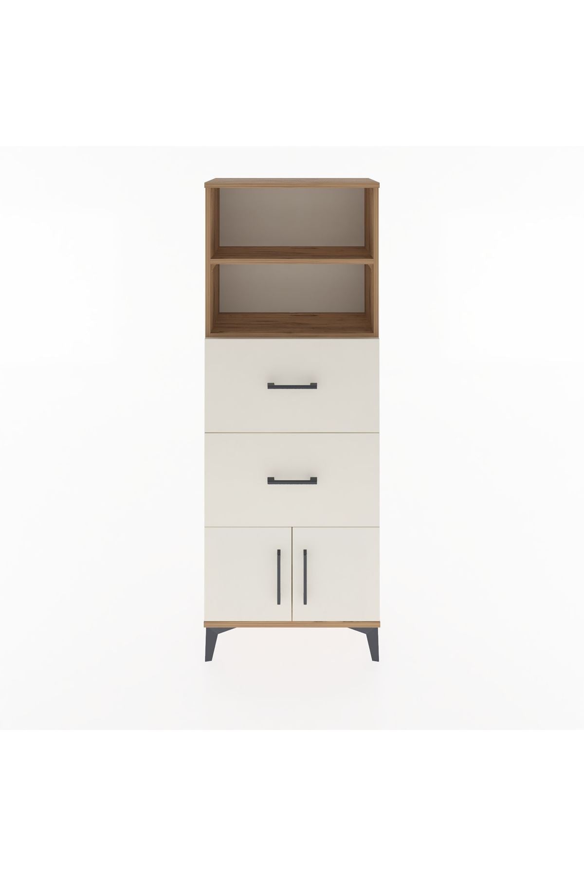 Arges Dolap 2 Raflı 2 Çekmeceli 2 Kapaklı 60x30x163 Çam-Aytaşı