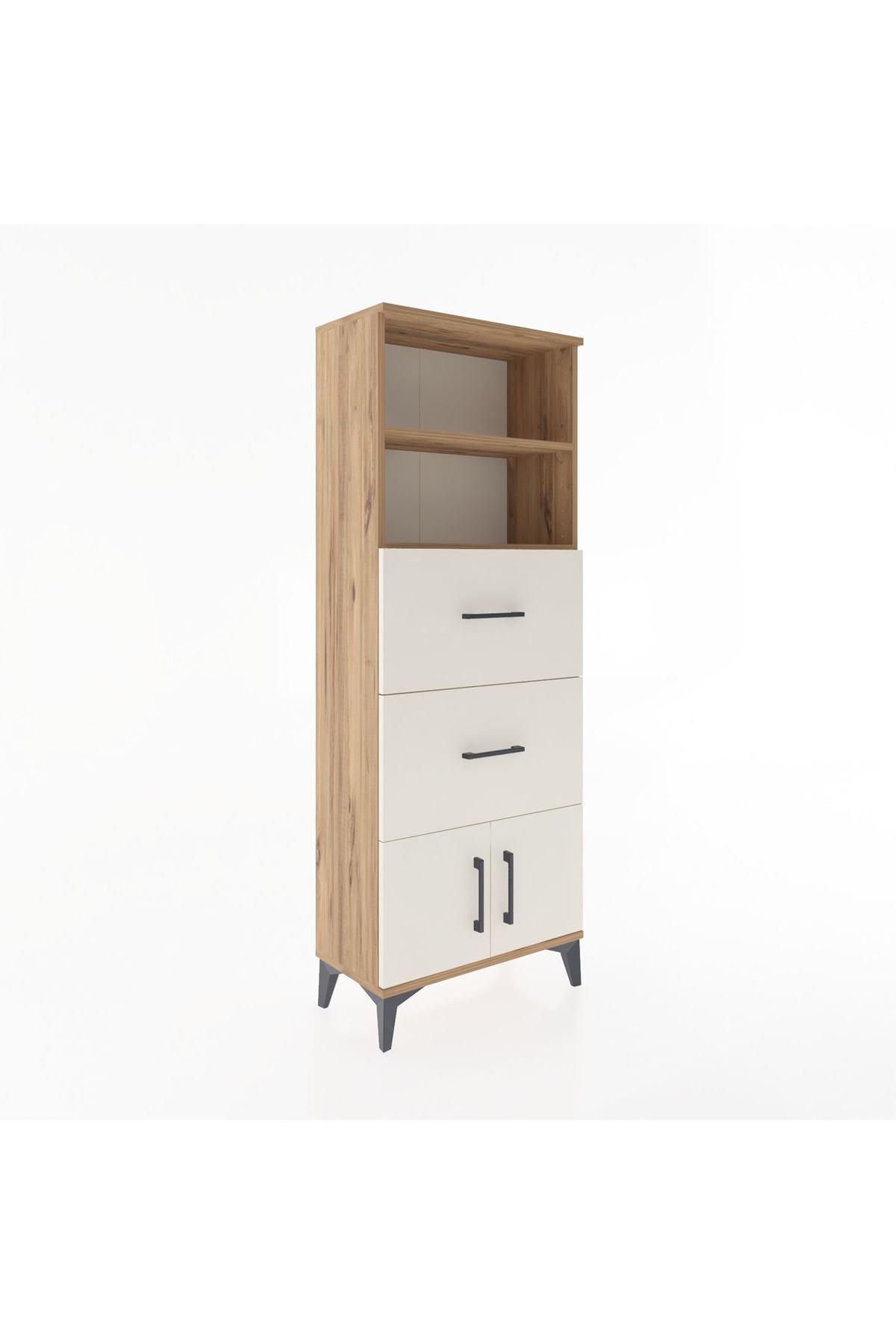 Arges Dolap 2 Raflı 2 Çekmeceli 2 Kapaklı 60x30x163 Çam-Aytaşı
