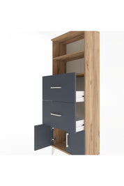 Arges Dolap 2 Raflı 2 Çekmeceli 2 Kapaklı 60x30x163 Çam-Antrasit