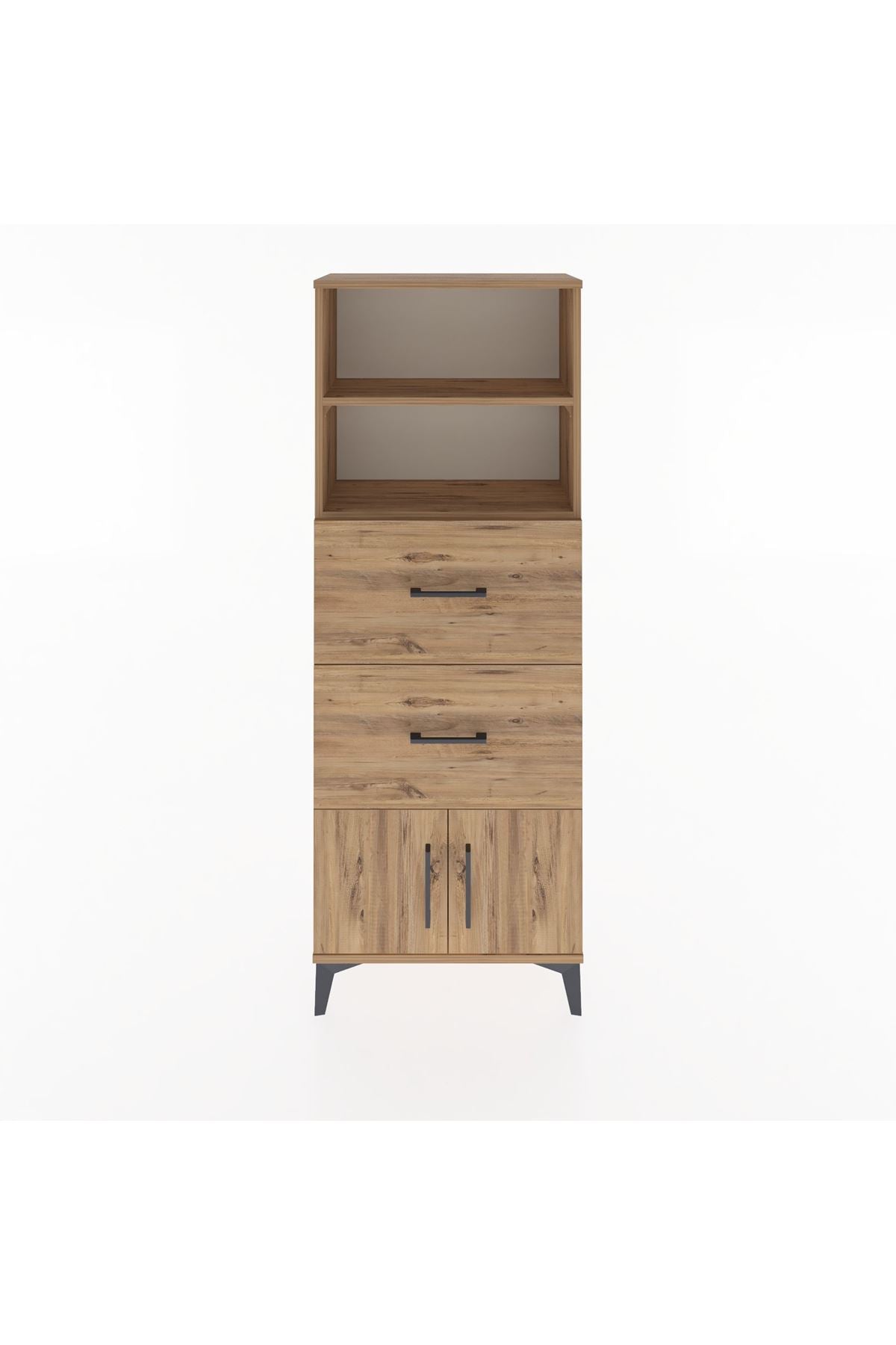 Arges Dolap 2 Raflı 2 Çekmeceli 2 Kapaklı 60x30x163 Çam-Çam