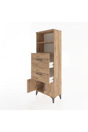 Arges Dolap 2 Raflı 2 Çekmeceli 2 Kapaklı 60x30x163 Çam-Çam