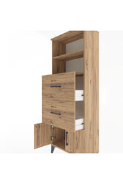 Arges Dolap 2 Raflı 2 Çekmeceli 2 Kapaklı 60x30x163 Çam-Çam