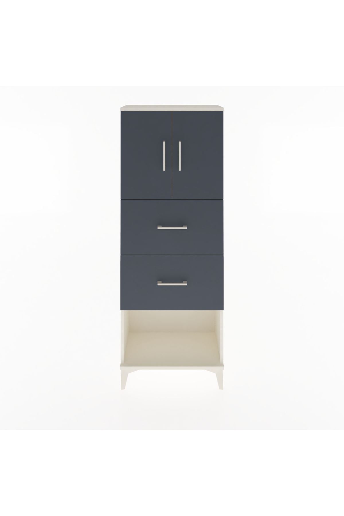 Arges Dolap 2 Raflı 2 Çekmeceli 2 Kapaklı 60x30x163 Aytaşı-Antrasit