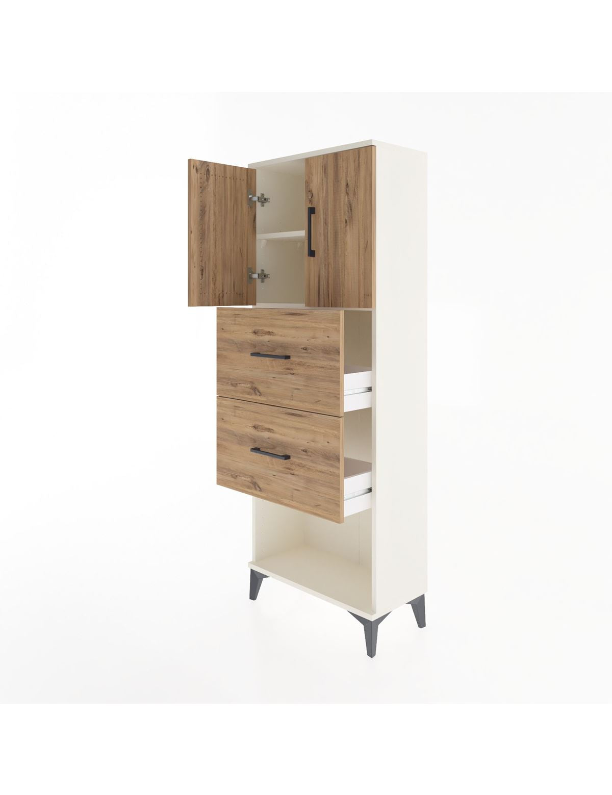 Arges Dolap 2 Raflı 2 Çekmeceli 2 Kapaklı 60x30x163 - S20M075V3A