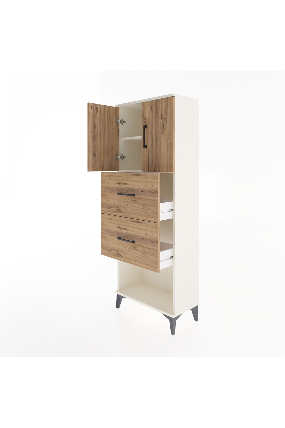 Arges Dolap 2 Raflı 2 Çekmeceli 2 Kapaklı 60x30x163 Aytaşı-Çam