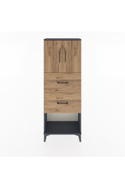Arges Dolap 2 Raflı 2 Çekmeceli 2 Kapaklı 60x30x163 Antrasit-Çam