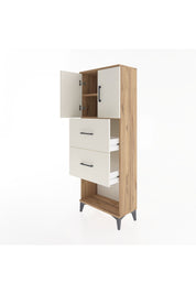 Arges Dolap 2 Raflı 2 Çekmeceli 2 Kapaklı 60x30x163 Çam-Aytaşı