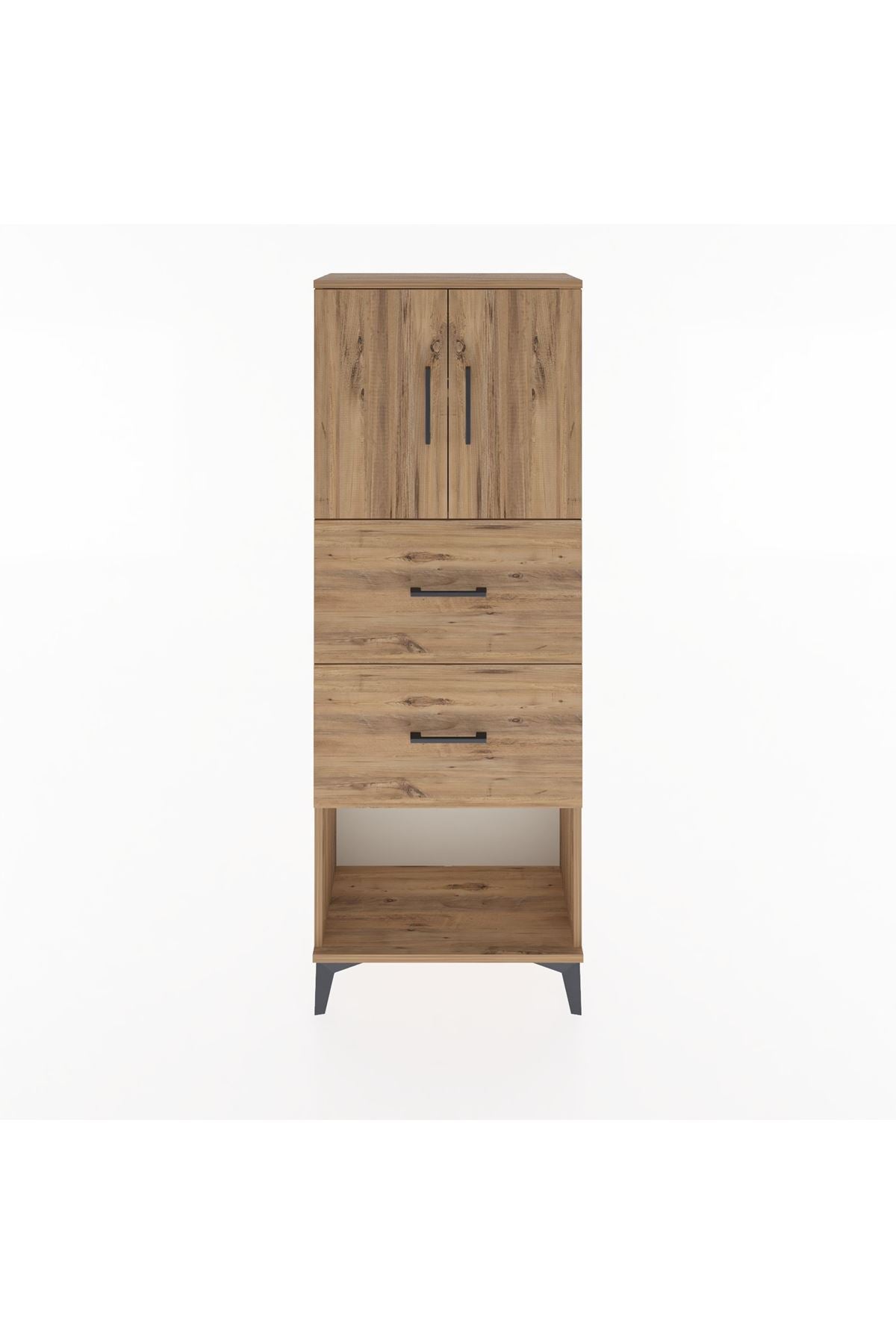 Arges Dolap 2 Raflı 2 Çekmeceli 2 Kapaklı 60x30x163 Çam-Çam