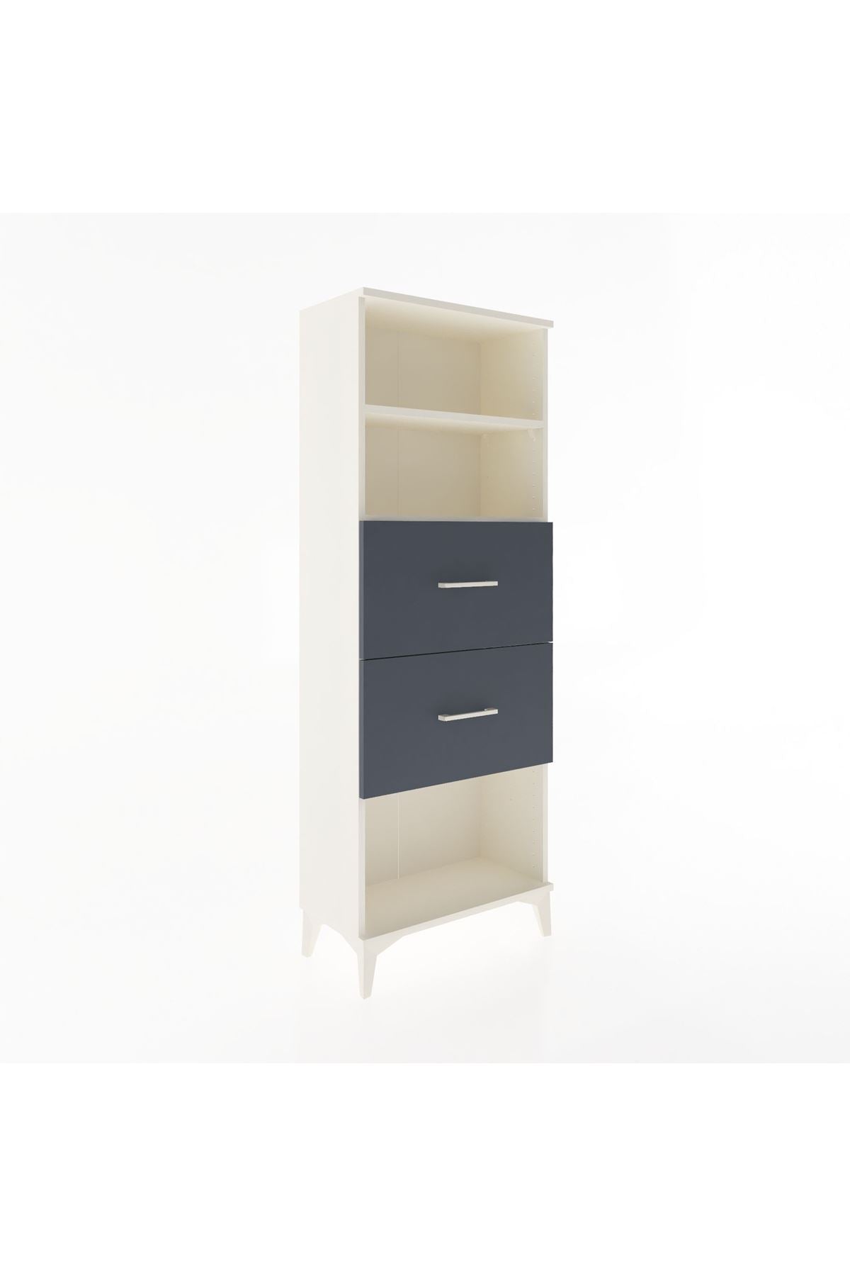 Arges Dolap 2 Raflı 2 Çekmeceli 60x30x163 Aytaşı-Antrasit