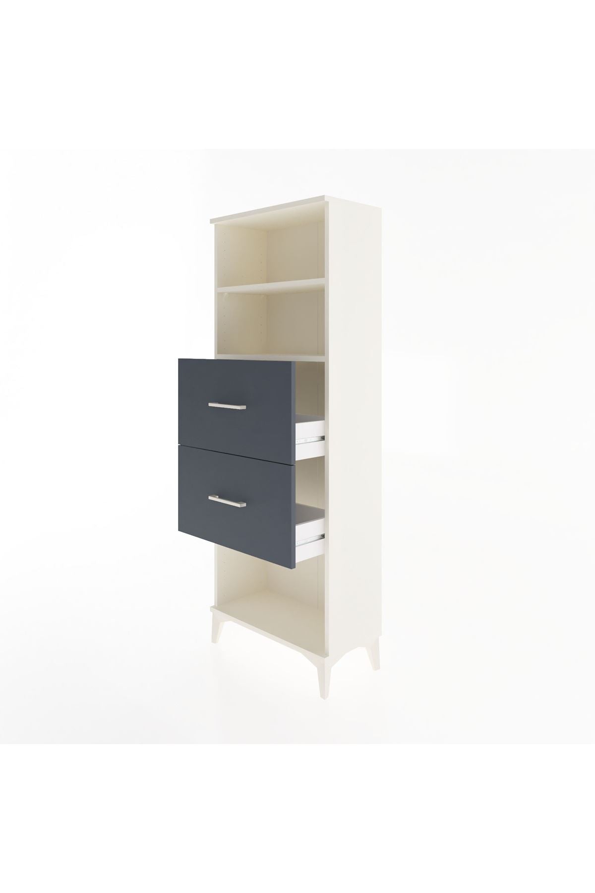 Arges Dolap 2 Raflı 2 Çekmeceli 60x30x163 Aytaşı-Antrasit