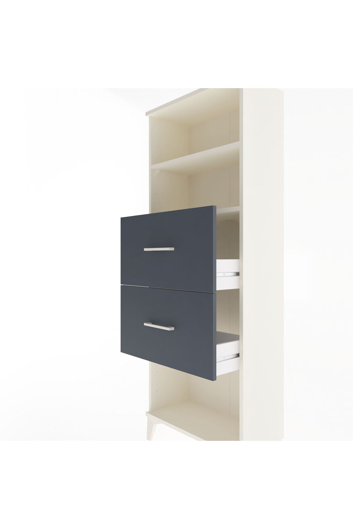 Arges Dolap 2 Raflı 2 Çekmeceli 60x30x163 Aytaşı-Antrasit
