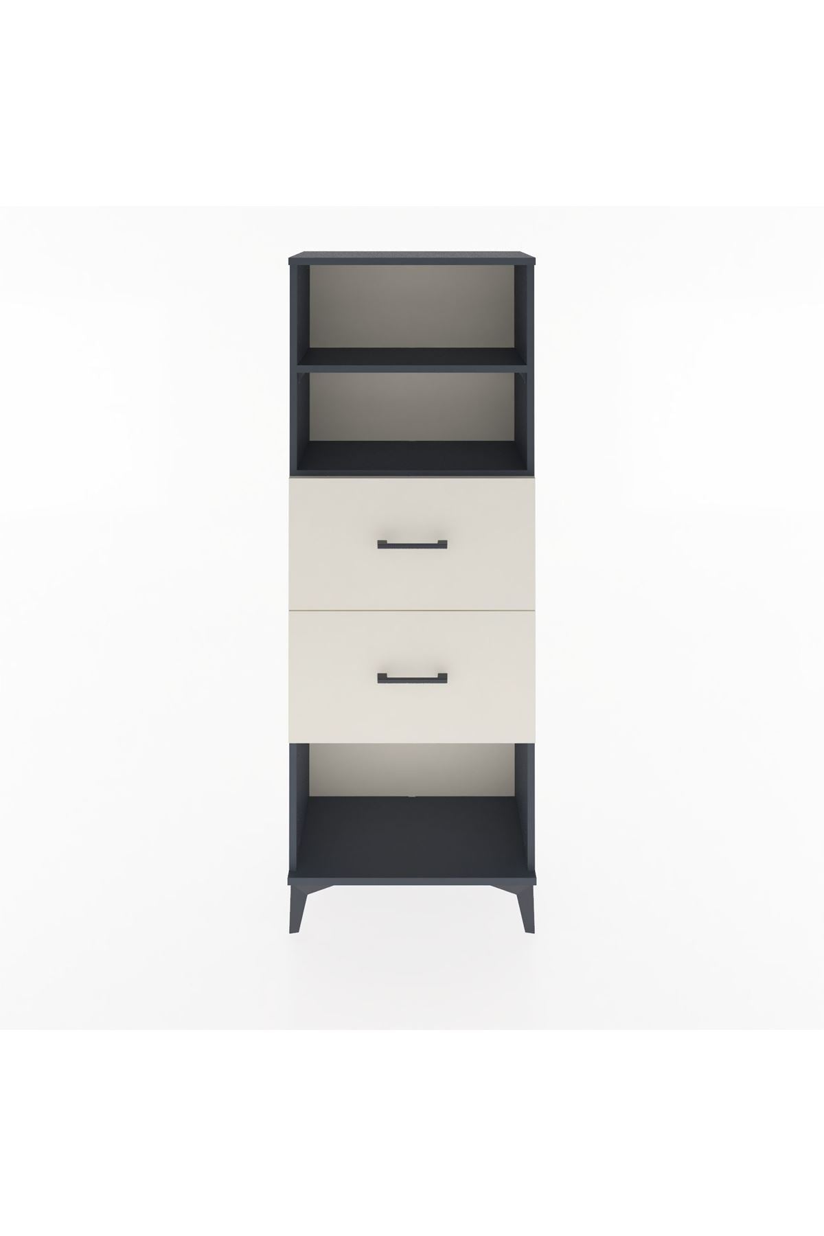 Arges Dolap 2 Raflı 2 Çekmeceli 60x30x163 Antrasit-Aytaşı