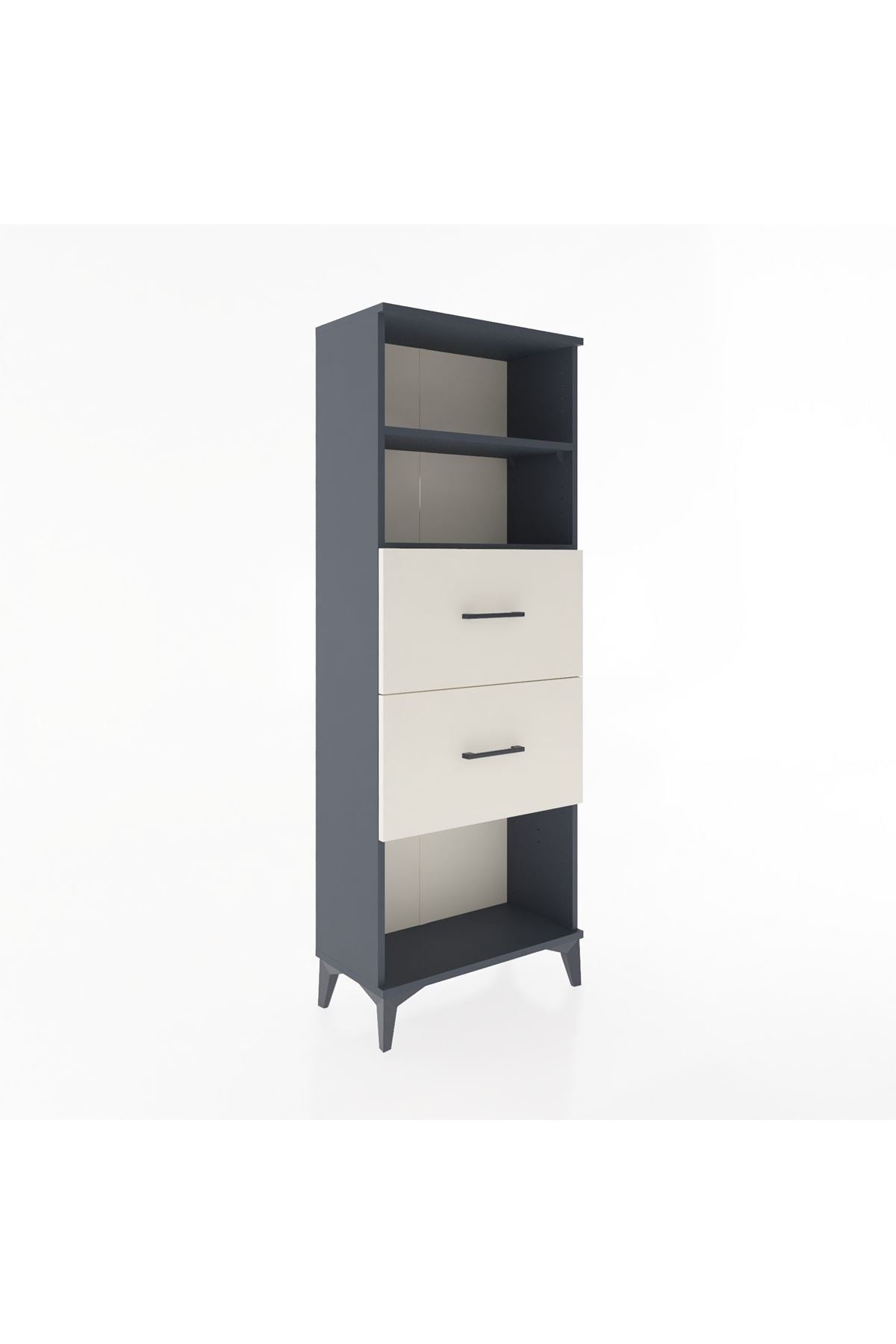 Arges Dolap 2 Raflı 2 Çekmeceli 60x30x163 Antrasit-Aytaşı