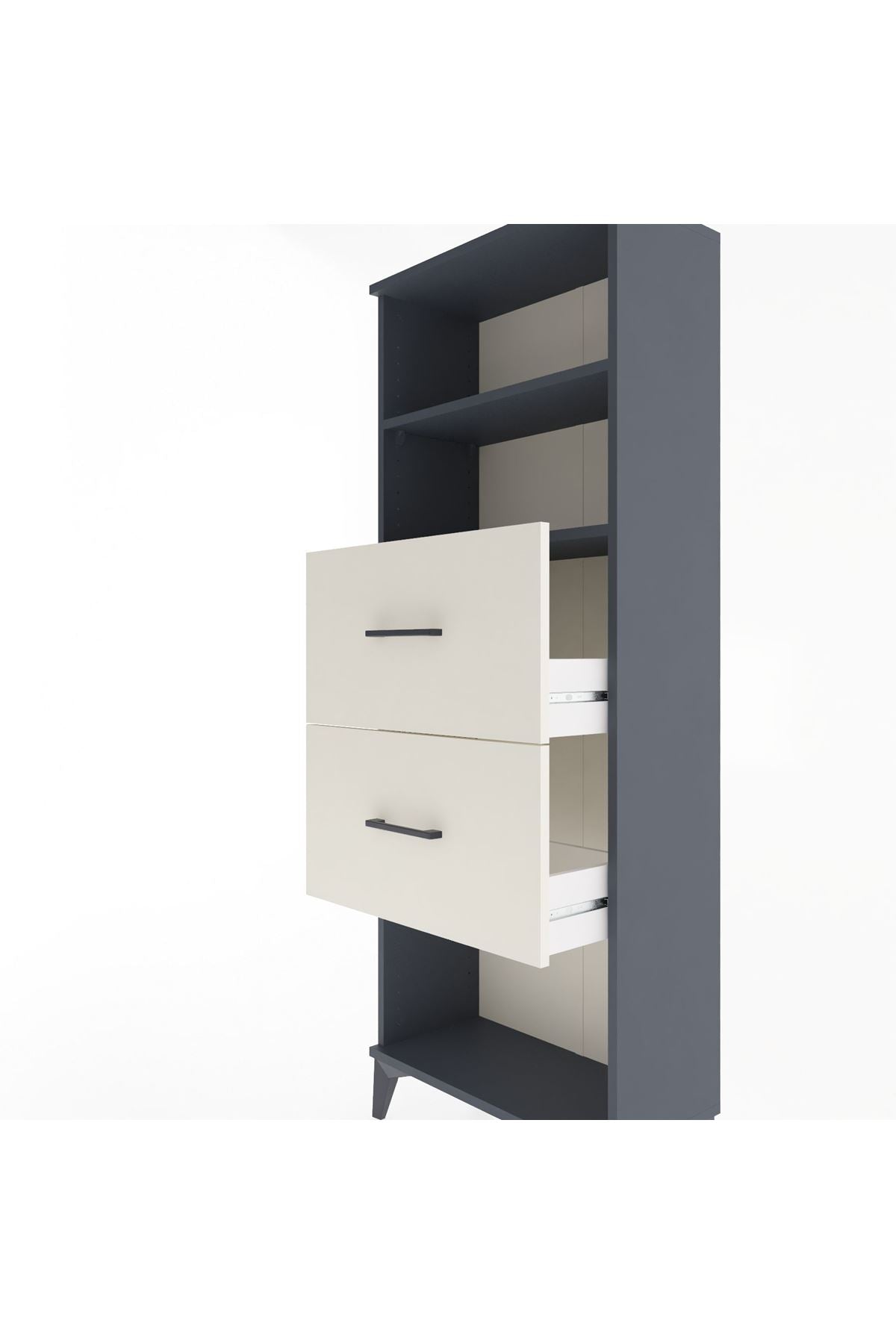 Arges Dolap 2 Raflı 2 Çekmeceli 60x30x163 Antrasit-Aytaşı