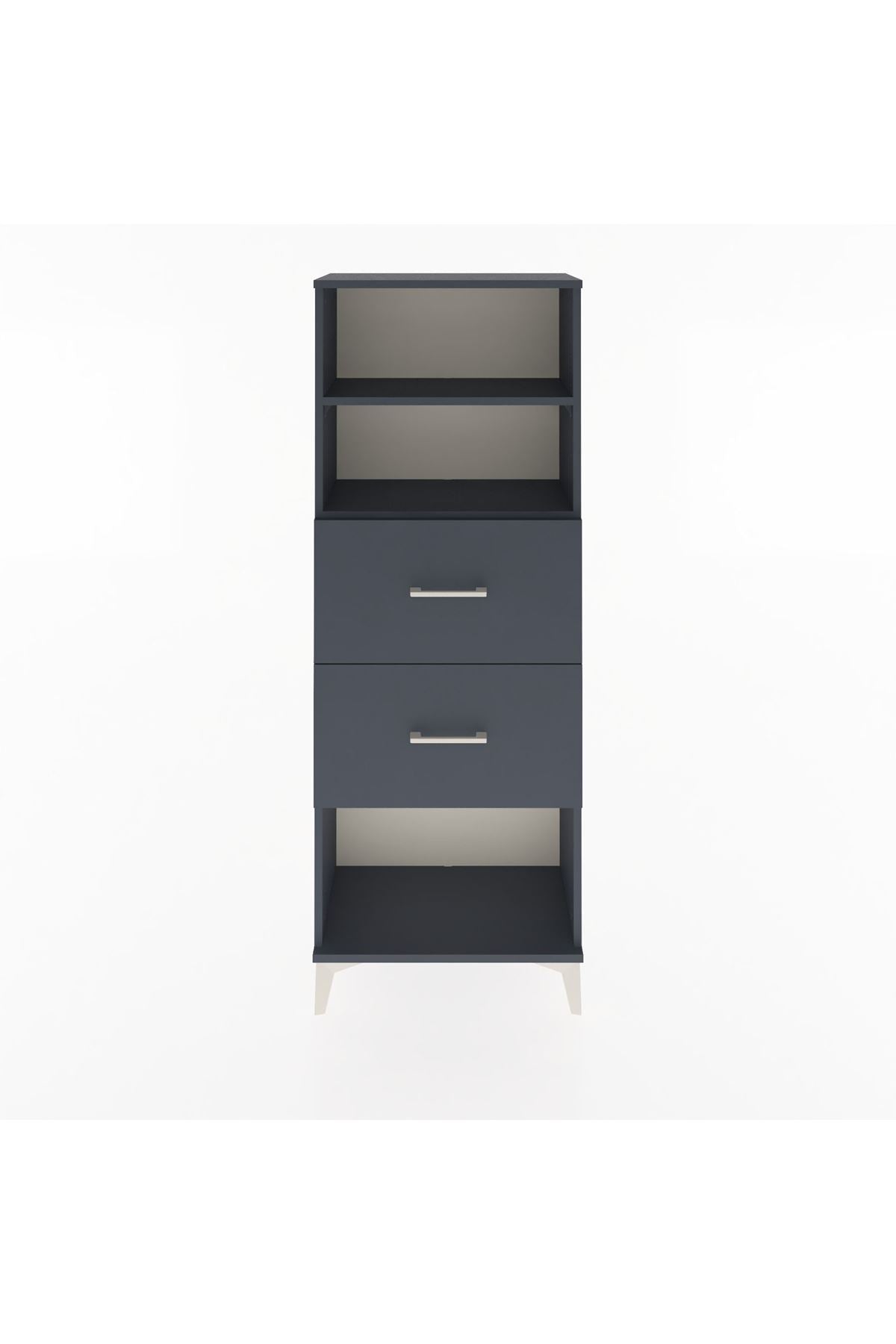 Arges Dolap 2 Raflı 2 Çekmeceli 60x30x163 Antrasit-Antrasit