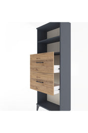 Arges Dolap 2 Raflı 2 Çekmeceli 60x30x163 Antrasit-Çam