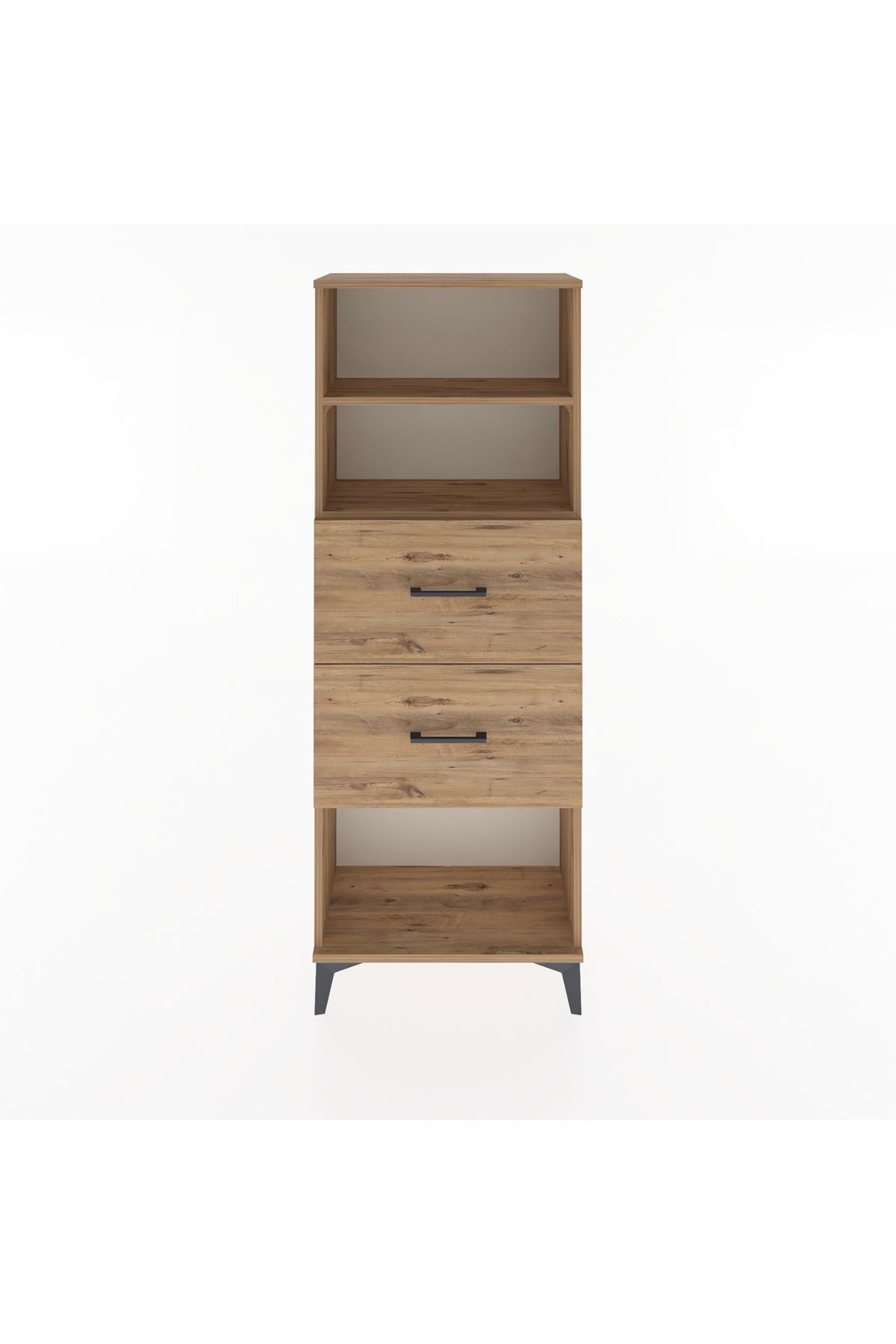 Arges Dolap 2 Raflı 2 Çekmeceli 60x30x163 Çam-Çam