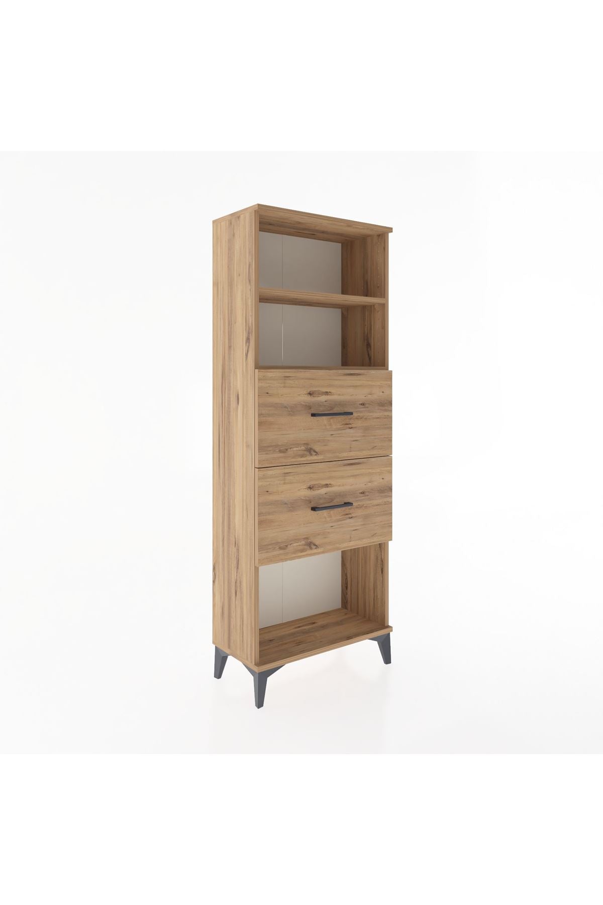 Arges Dolap 2 Raflı 2 Çekmeceli 60x30x163 Çam-Çam