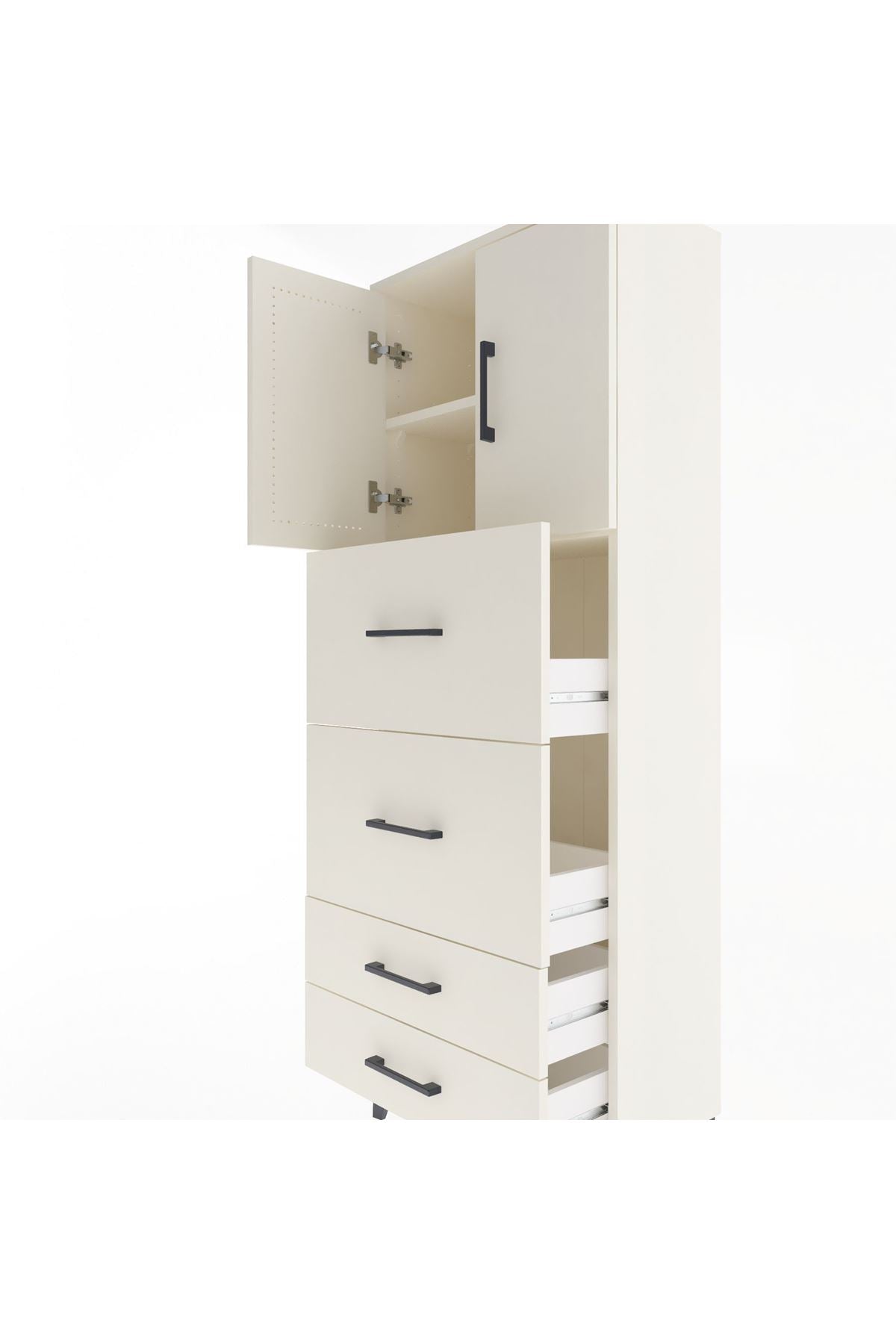 Arges Dolap 2 Raflı 4 Çekmeceli 2 Kapaklı 60x30x163 Aytaşı-Aytaşı