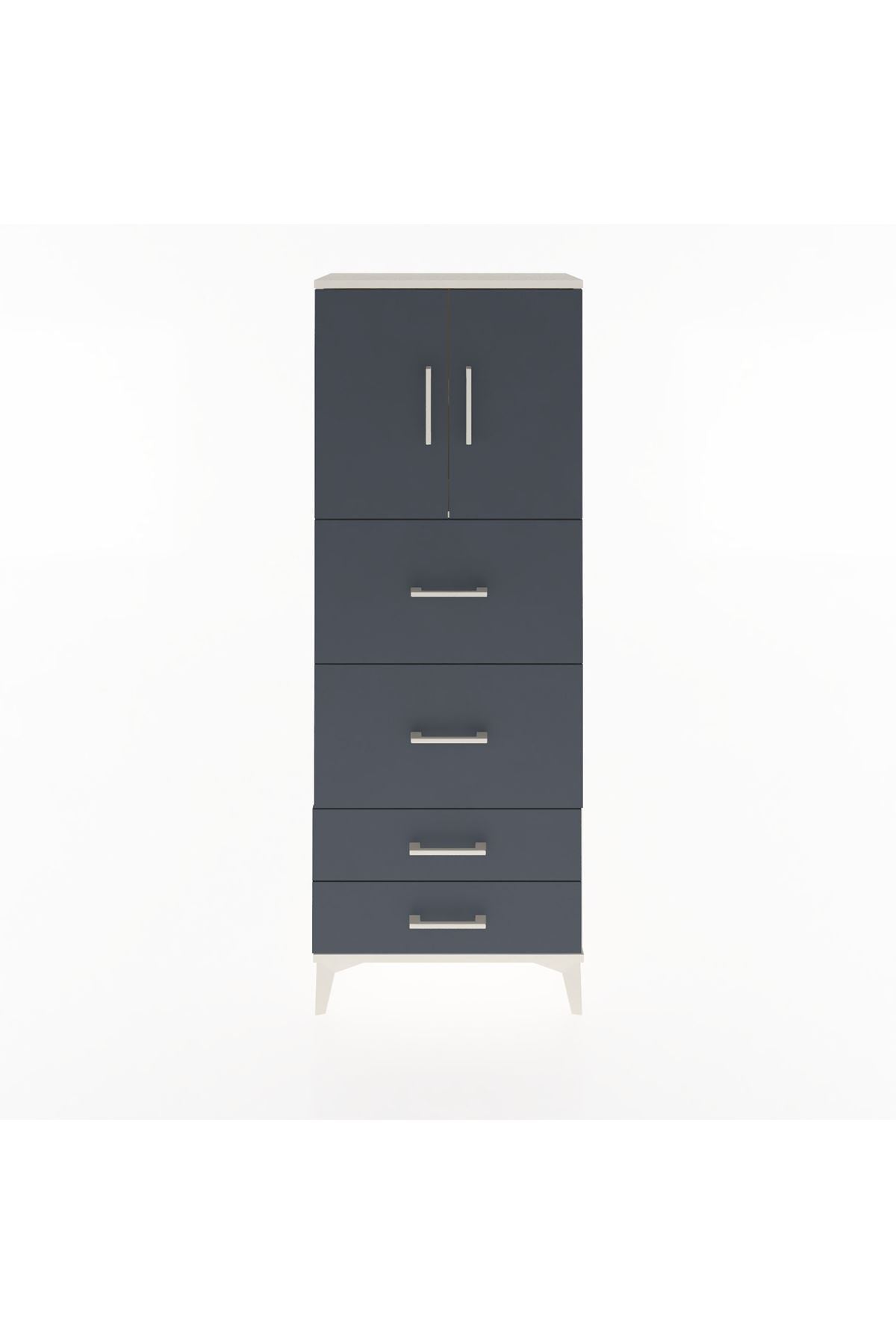Arges Dolap 2 Raflı 4 Çekmeceli 2 Kapaklı 60x30x163 Aytaşı-Antrasit