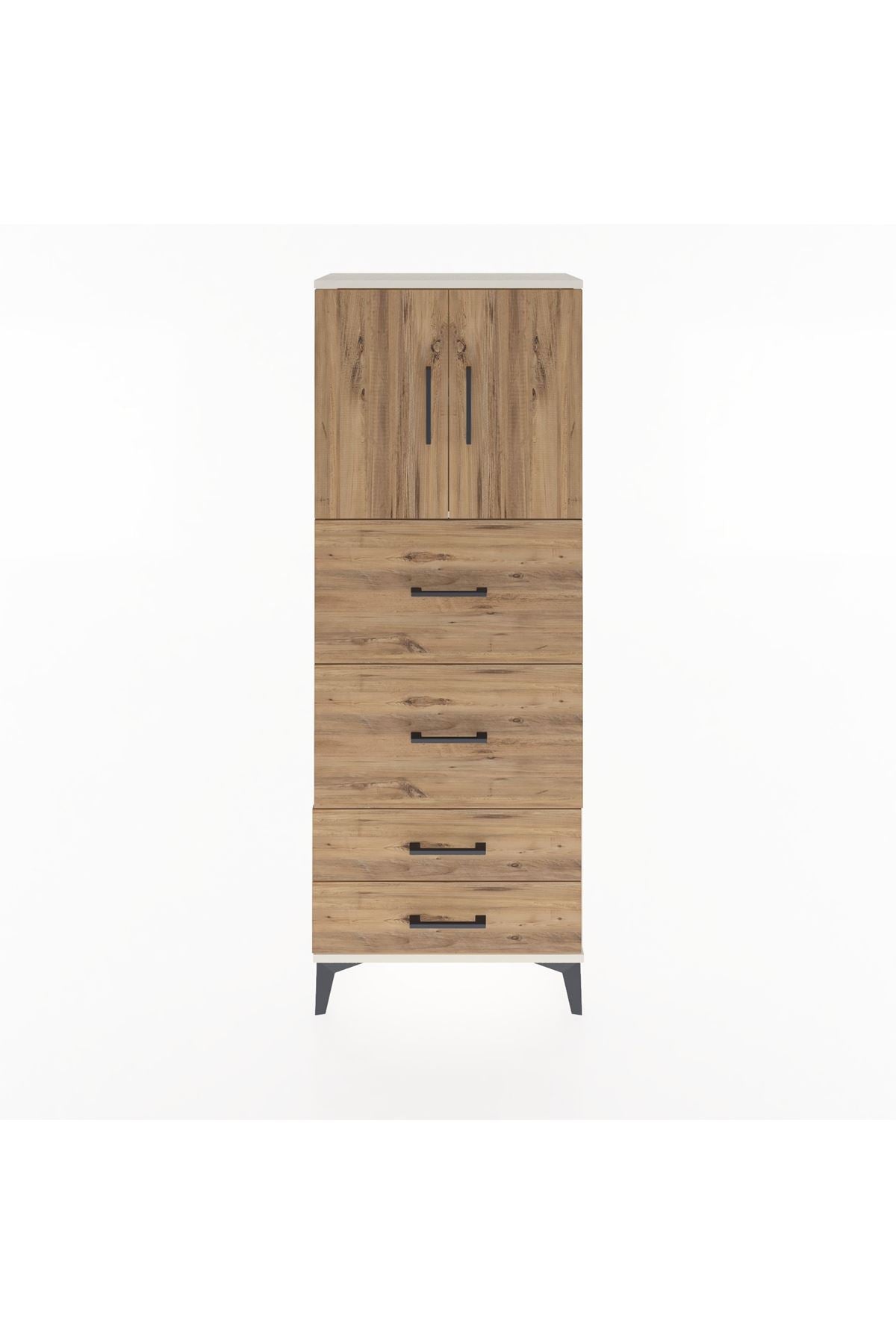 Arges Dolap 2 Raflı 4 Çekmeceli 2 Kapaklı 60x30x163 Aytaşı-Çam