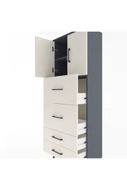 Arges Dolap 2 Raflı 4 Çekmeceli 2 Kapaklı 60x30x163 Antrasit-Aytaşı