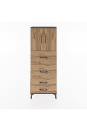 Arges Dolap 2 Raflı 4 Çekmeceli 2 Kapaklı 60x30x163 Antrasit-Çam