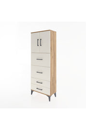 Arges Dolap 2 Raflı 4 Çekmeceli 2 Kapaklı 60x30x163 Çam-Aytaşı