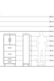 Arges Dolap 2 Raflı 4 Çekmeceli 2 Kapaklı 60x30x163 Çam-Antrasit