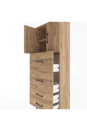 Arges Dolap 2 Raflı 4 Çekmeceli 2 Kapaklı 60x30x163 Çam-Çam