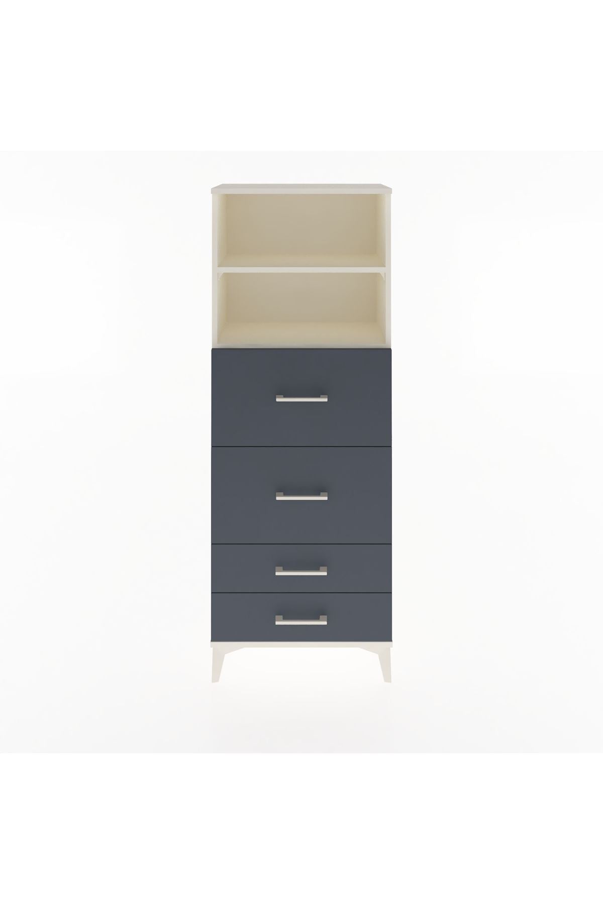 Arges Dolap 2 Raflı 4 Çekmeceli 60x30x163 Aytaşı-Antrasit