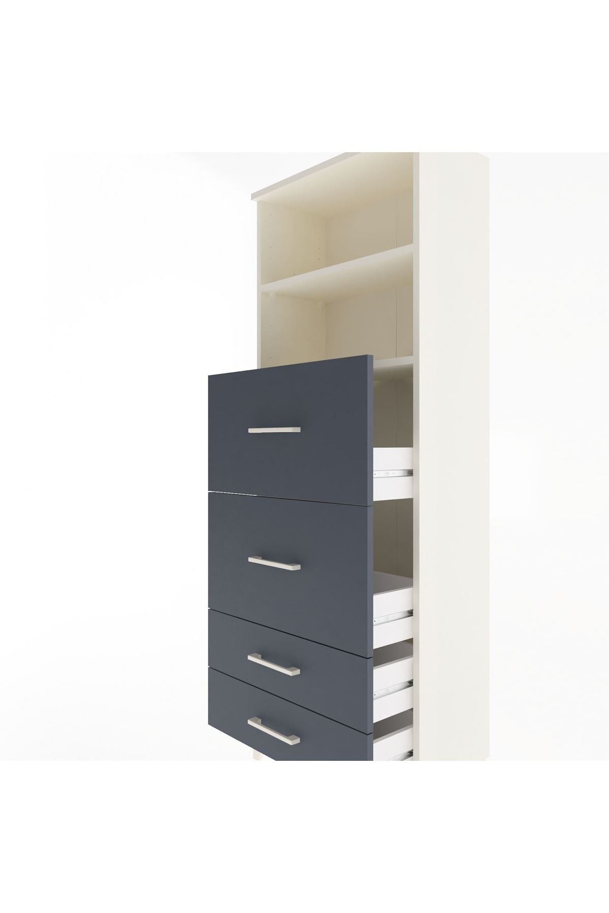 Arges Dolap 2 Raflı 4 Çekmeceli 60x30x163 Aytaşı-Antrasit