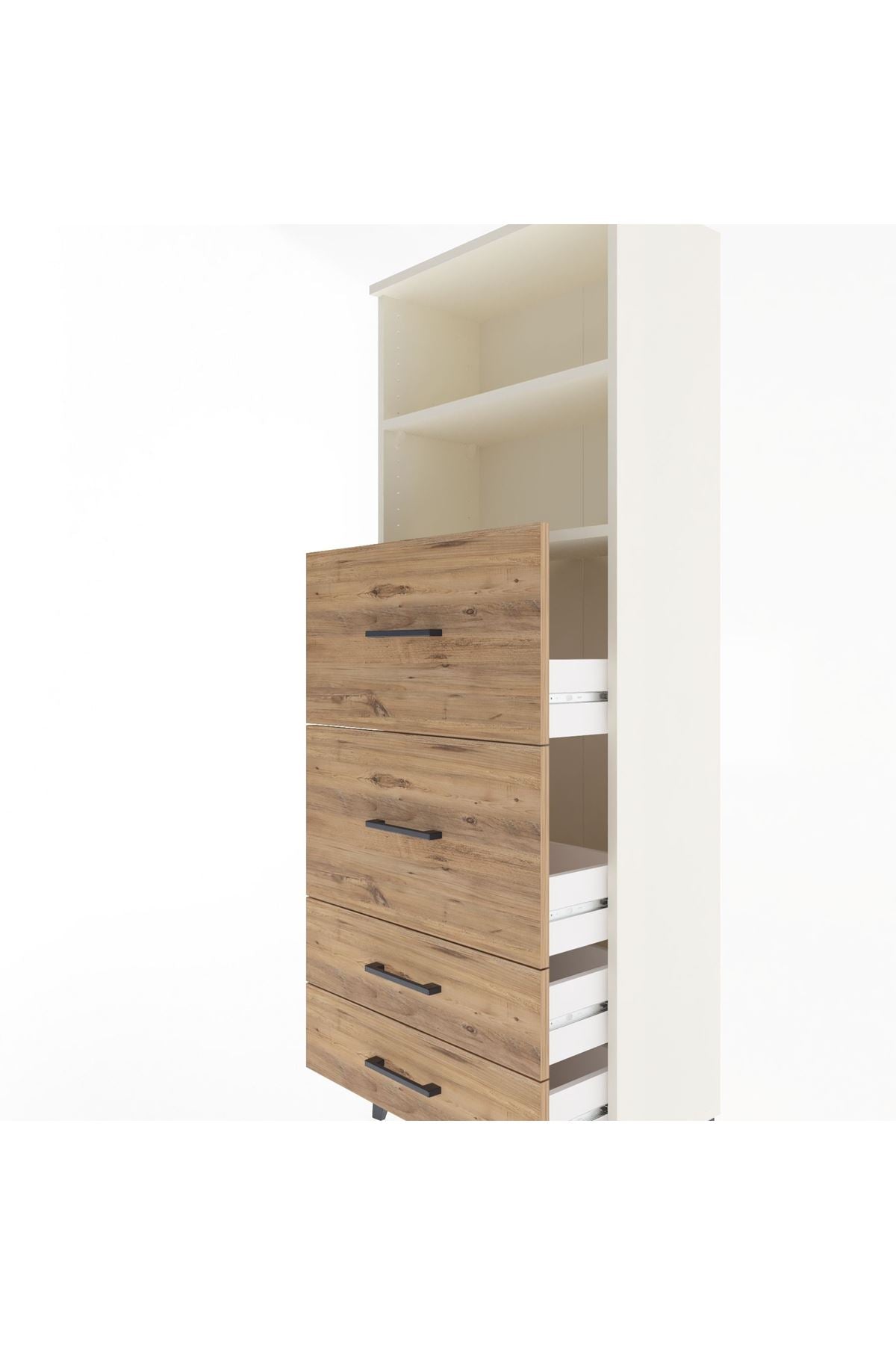 Arges Dolap 2 Raflı 4 Çekmeceli 60x30x163 Aytaşı-Çam