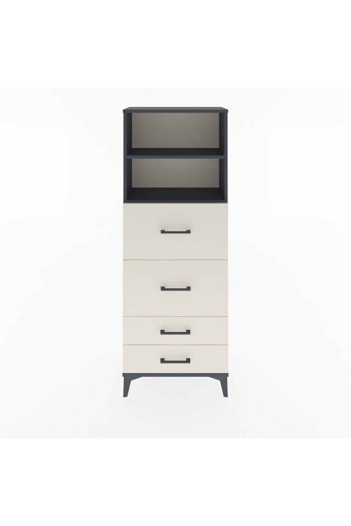 Arges Dolap 2 Raflı 4 Çekmeceli 60x30x163 Antrasit-Aytaşı